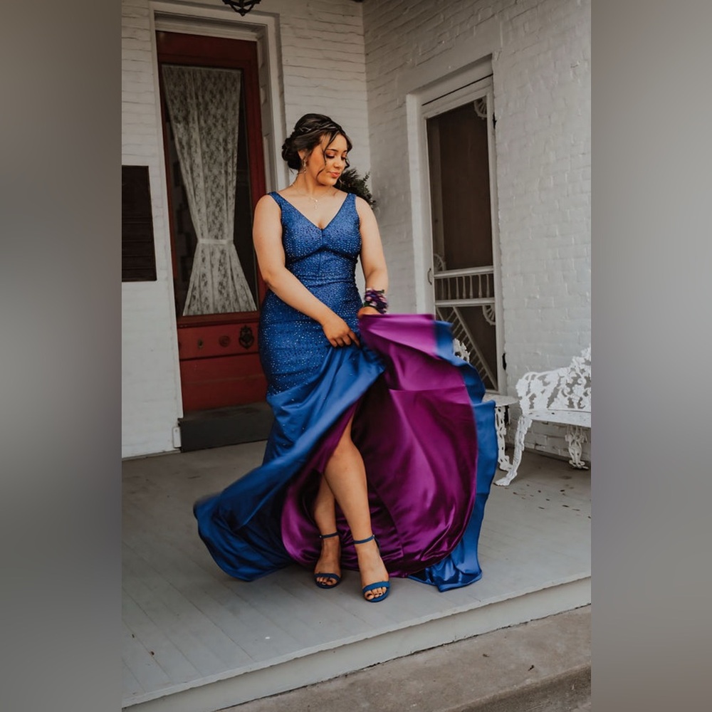 Elegant Blue and Purple Prom Dress